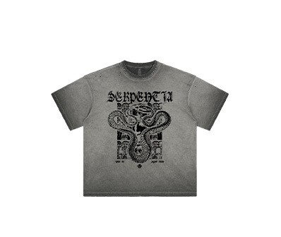 Reverse-Dyed Distressed Ripped Vintage Printed T-Shirt