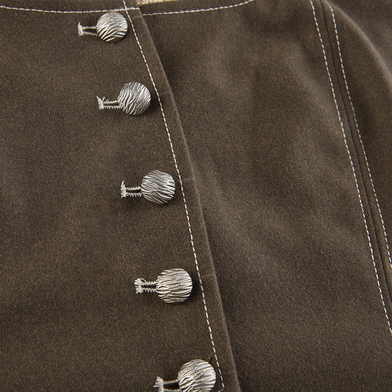 Vintage Denim Lace Button - Up Corset Vest