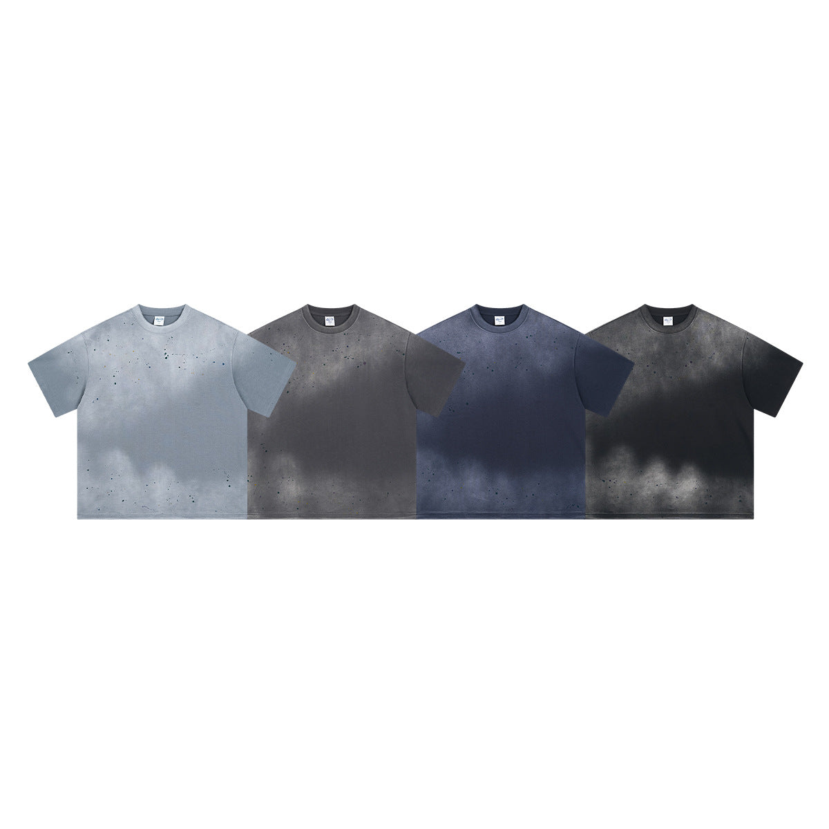 Ink-Splashed Spray-Dyed Distressed Washed Vintage T-Shirt