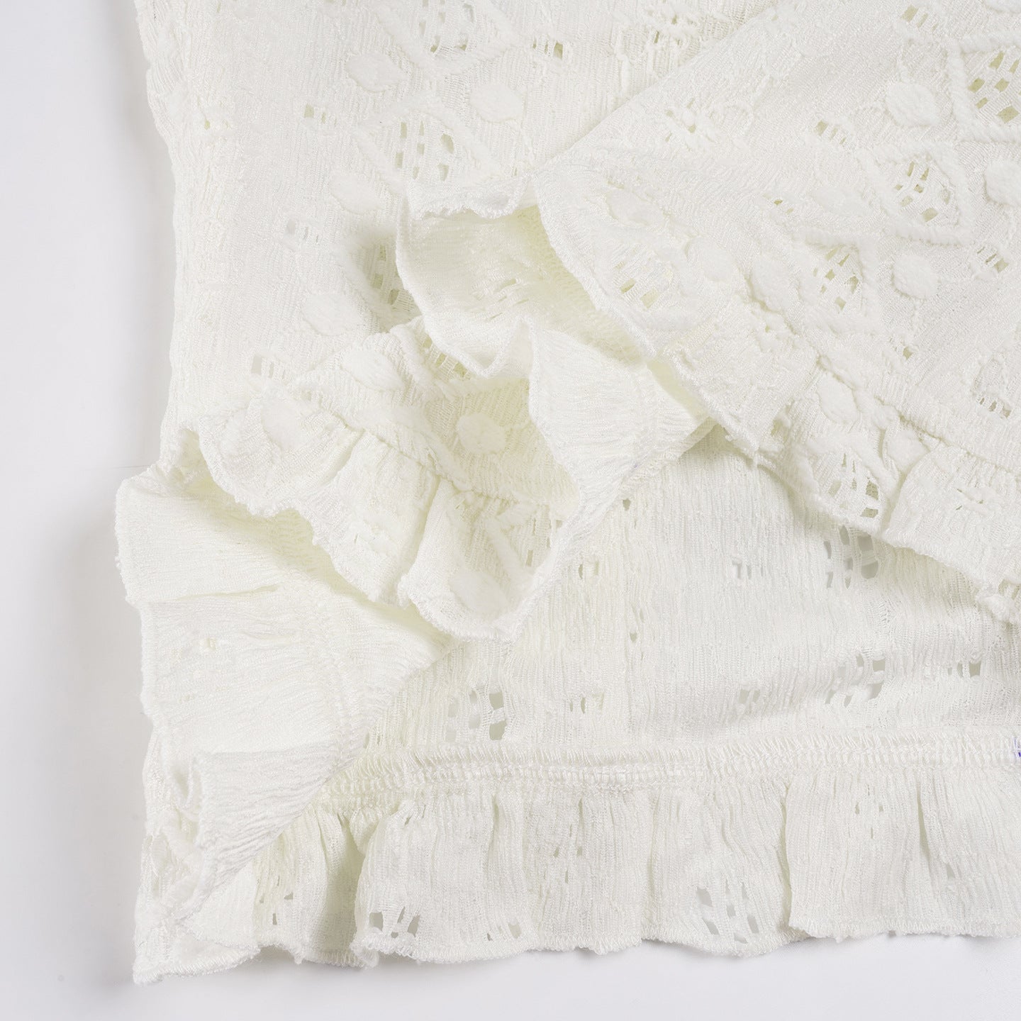 Eyelet Embroidery Ruffled Corset Top