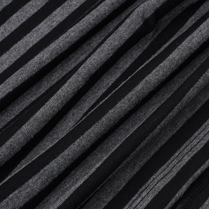 Romantic Striped Off - Shoulder Flared - Sleeve Crop Top