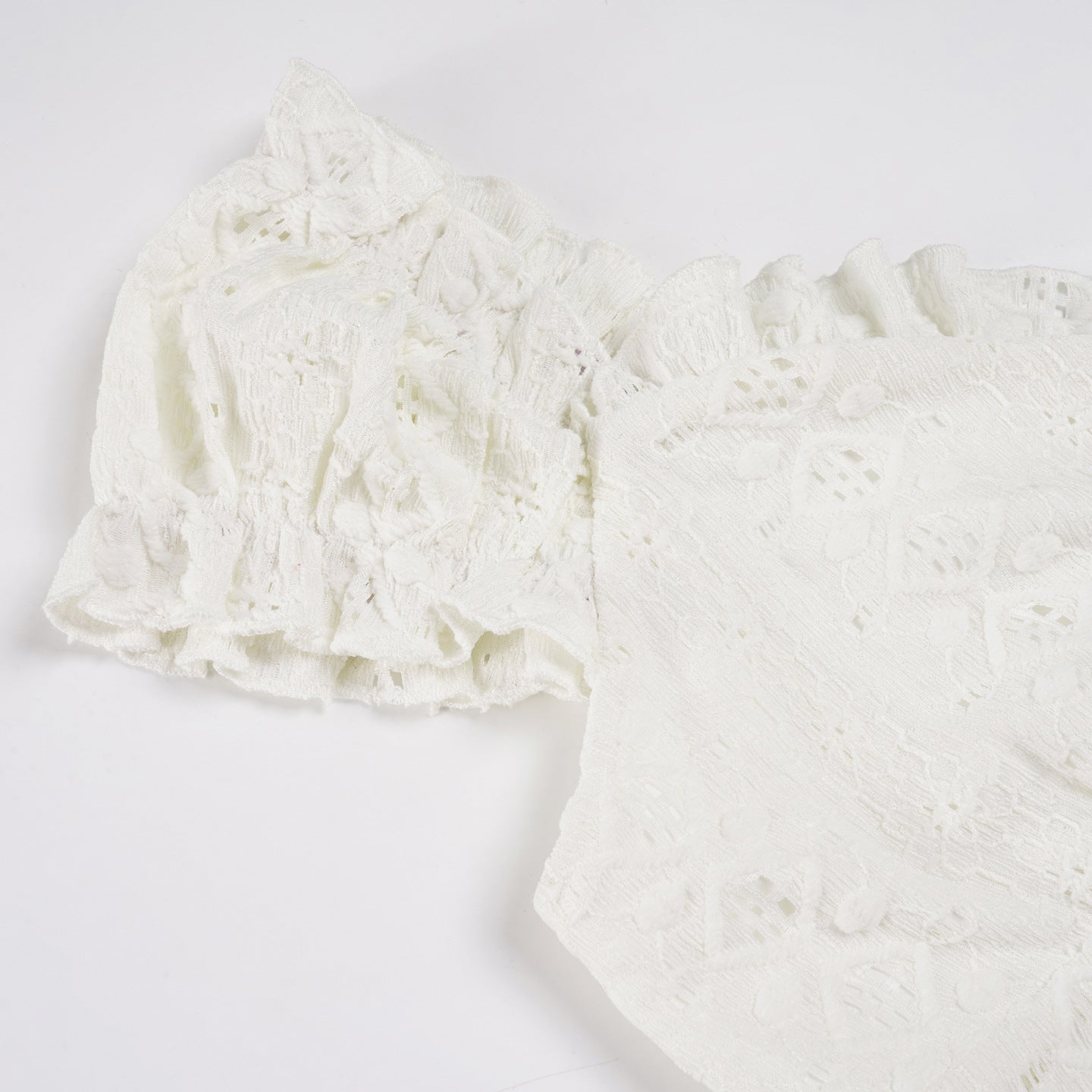 Eyelet Embroidery Ruffled Corset Top