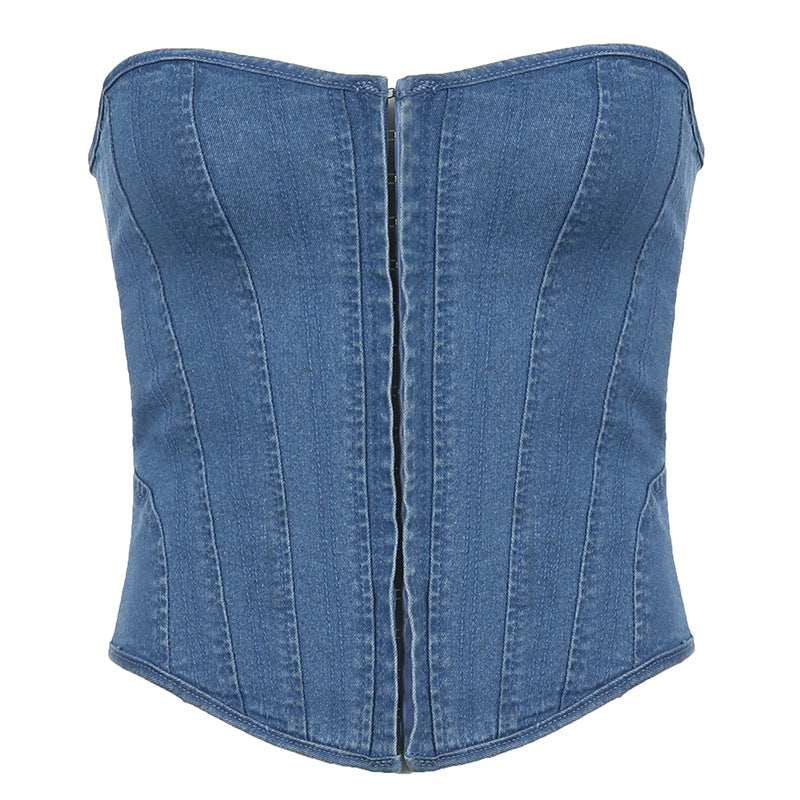 Vintage Denim Bandeau Corset