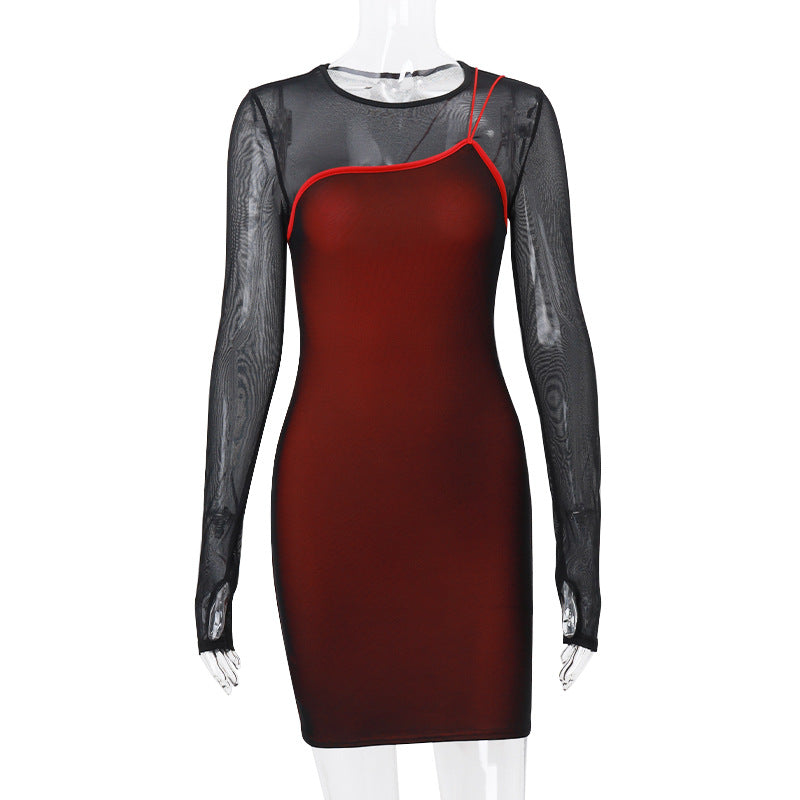 Sheer Mesh - Paneled Bodycon Dress