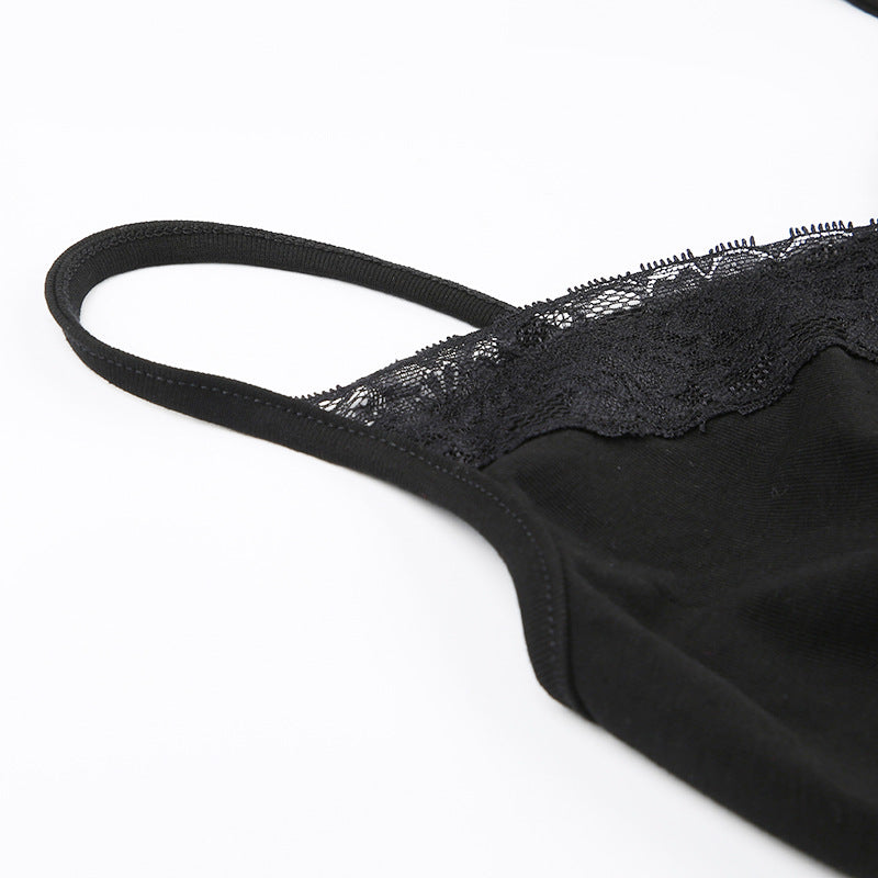 Lace - Paneled Dark Halter Corset Top