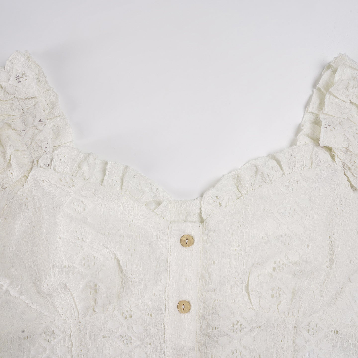 Eyelet Embroidery Ruffled Corset Top