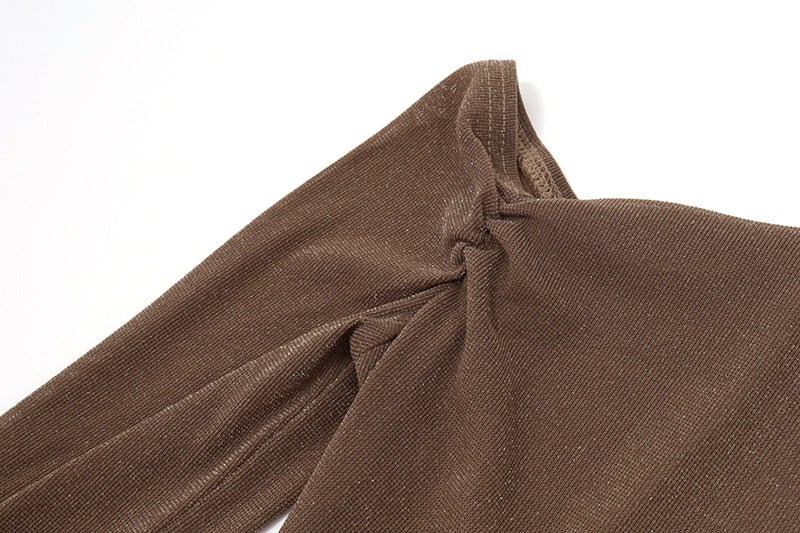 One - Shoulder Waist - Cutout Drape Dress