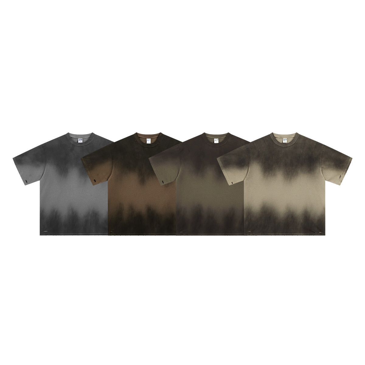 Spray-Dyed Distressed Vintage Washed Ripped T-Shirt