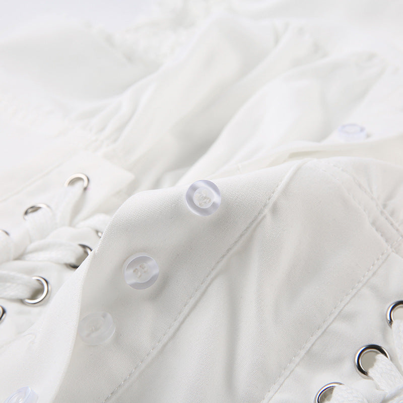 French Court - style Lace - Spliced Lace - Up Corset Top