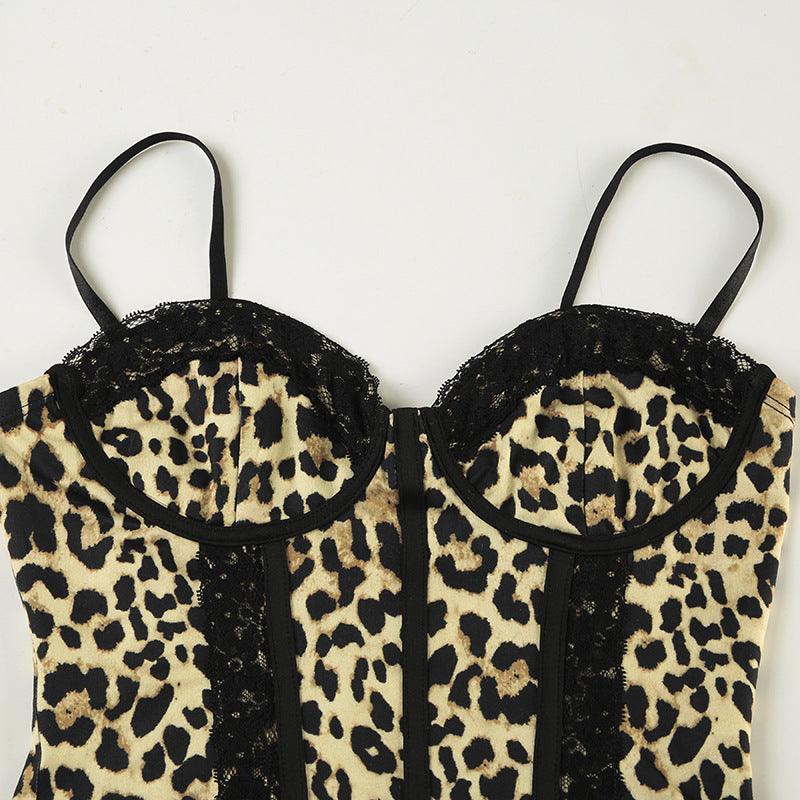 Spice Girl Leopard - Print Lace - Spliced Corset