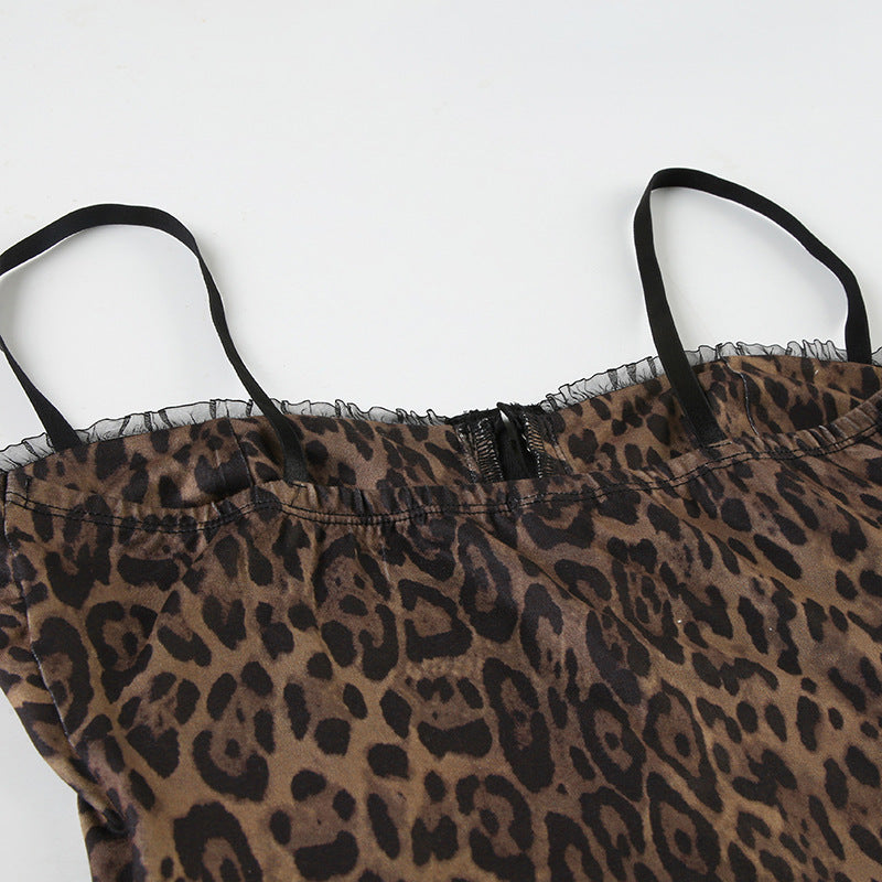 Spice Girl Leopard - Print Lace - Spliced Corset Camisole