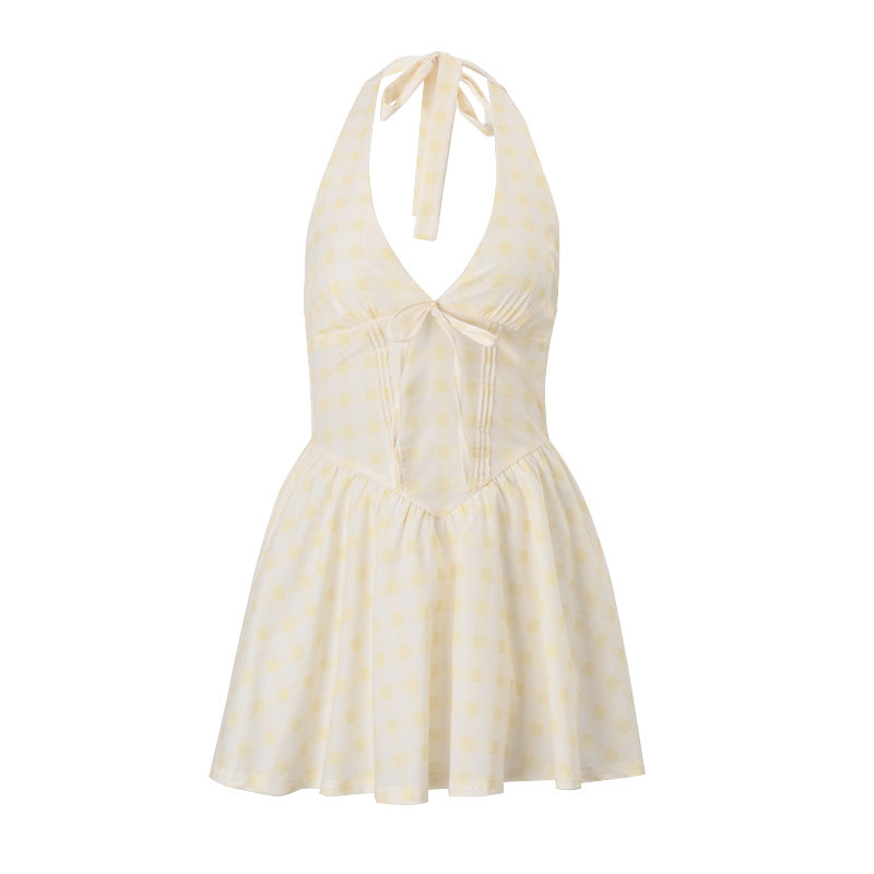 Sweet - Style V - Neck Checkered Dress