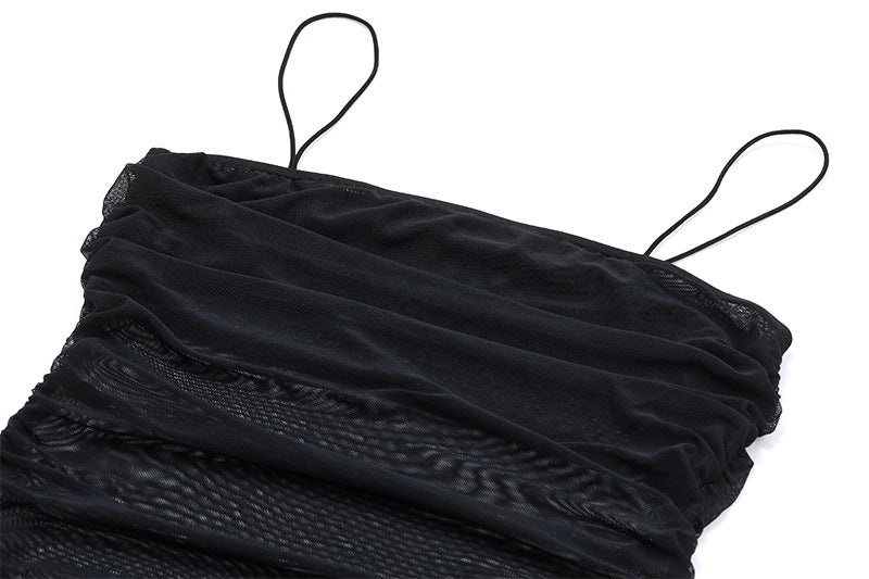 Sheer - Paneled Slip Satin Maxi Dress