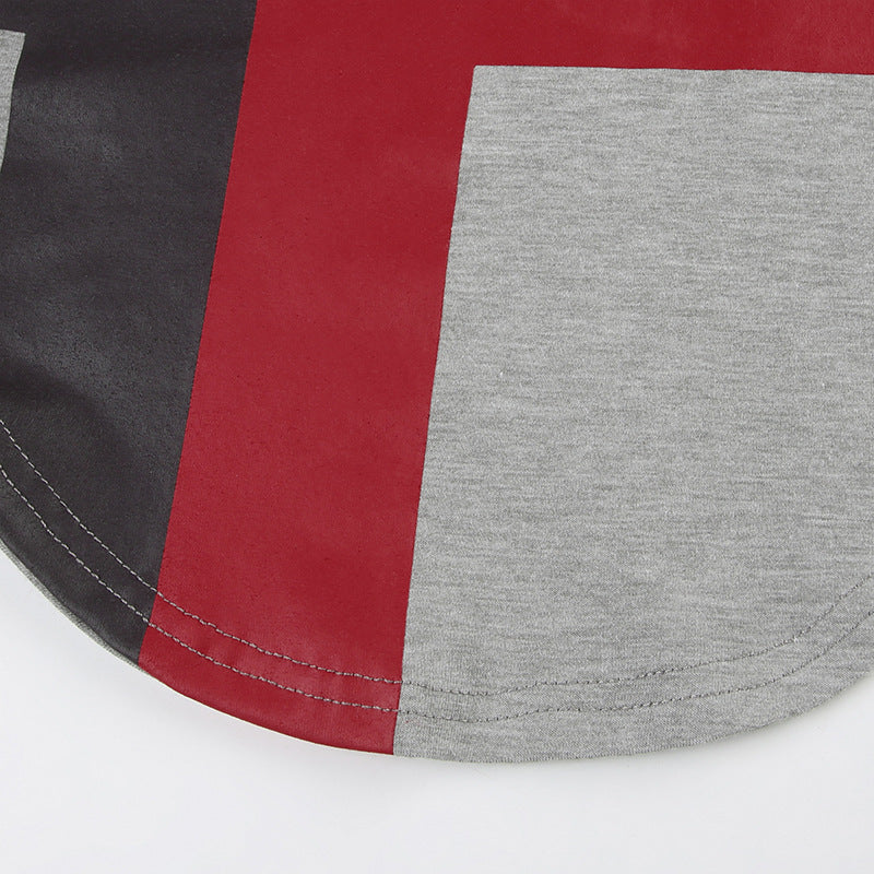 Street - Style Color - Block Paneled Off - Shoulder Crop Top