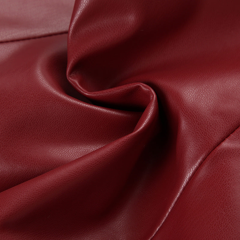 Sexy Leather Halter Deep - V Crop Top