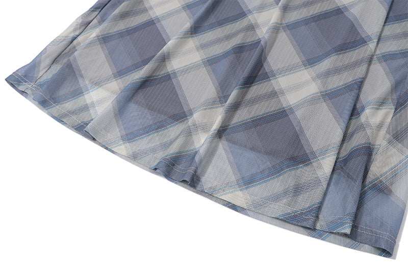 Plaid Lace Halter Maxi Dress