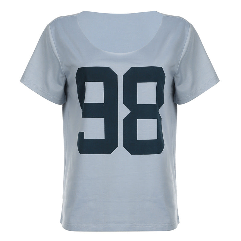 Lazy - Style Number - Printed Off - Shoulder Crop T - Shirt