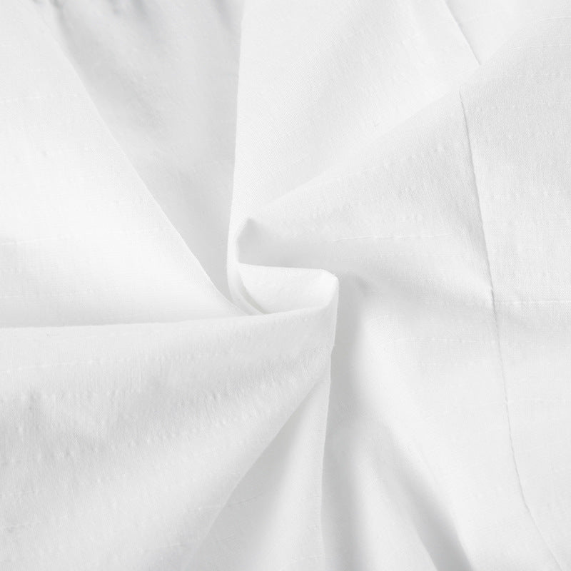 French - Style Deep - V Puff - Sleeve Waist - Cinched Crop Top