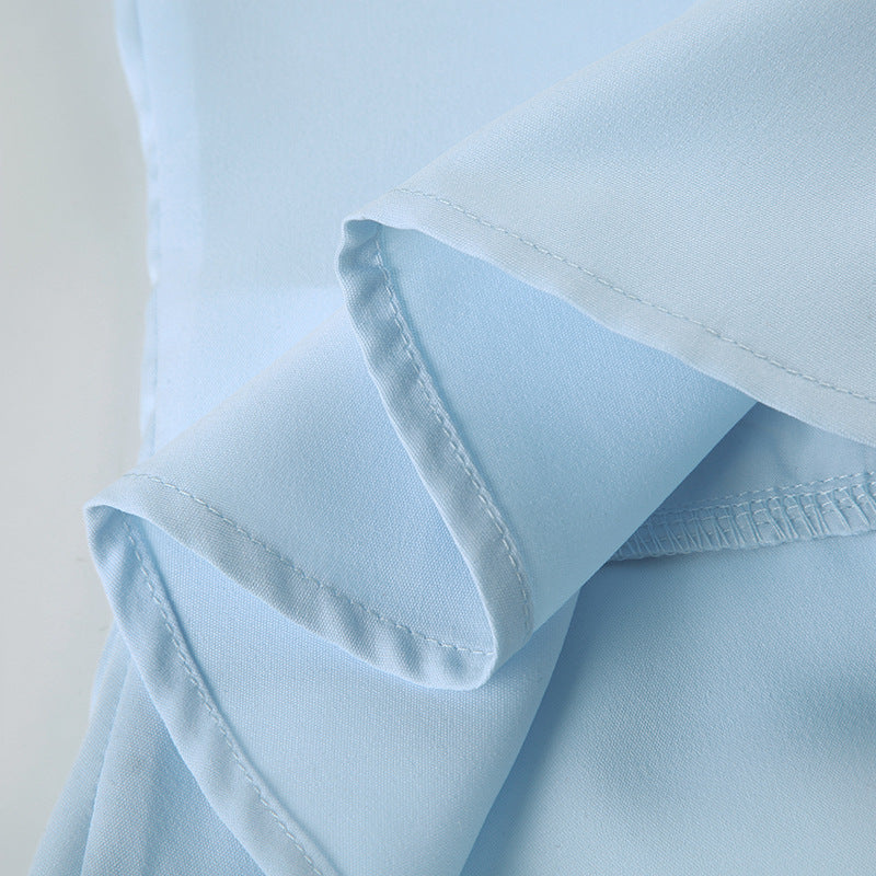 Elegant Collared Ruched White Blouse