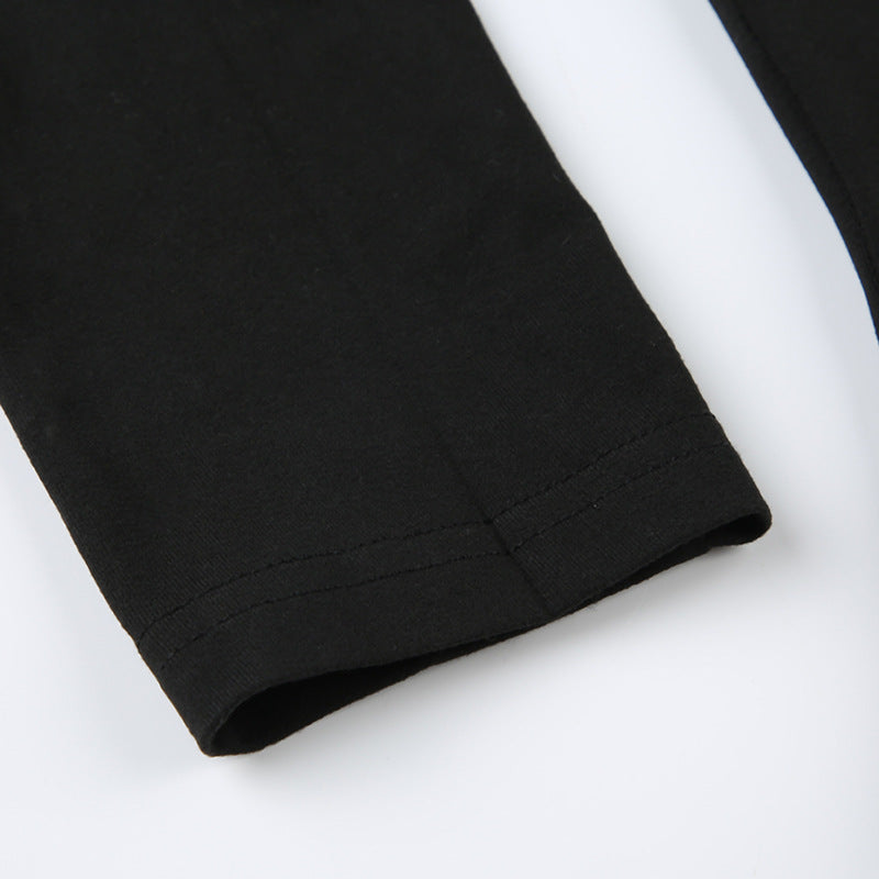 Lace Off - Shoulder Slim Fit Long - Sleeve Top