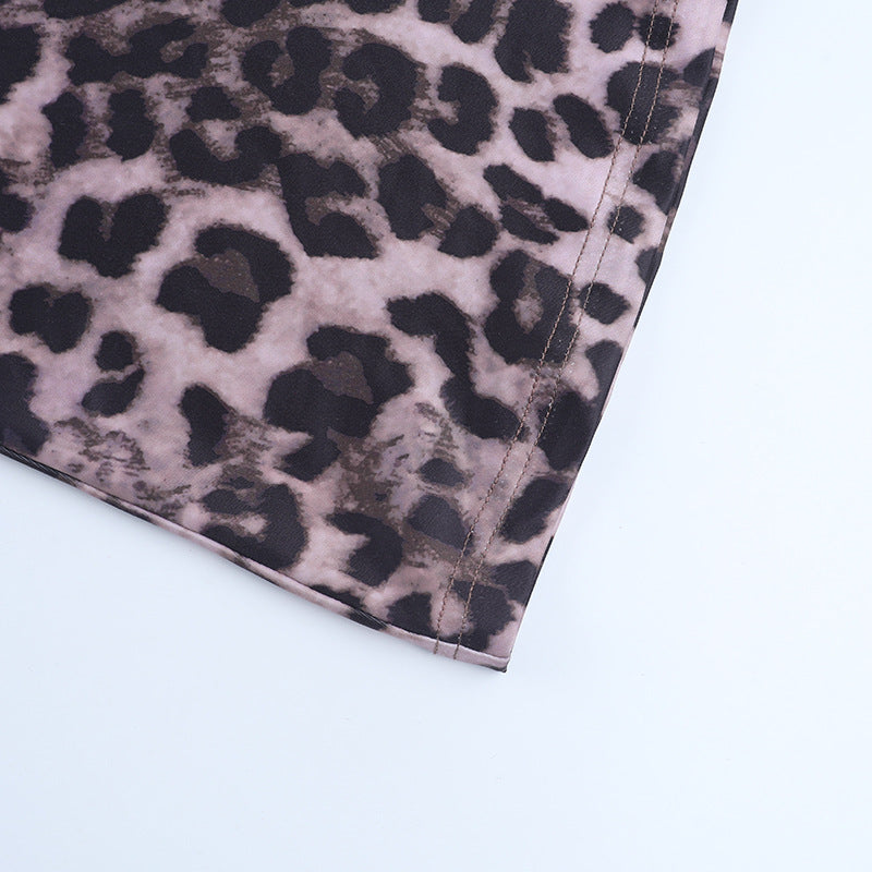 Leopard Print Ruffle Strap Maxi Dress