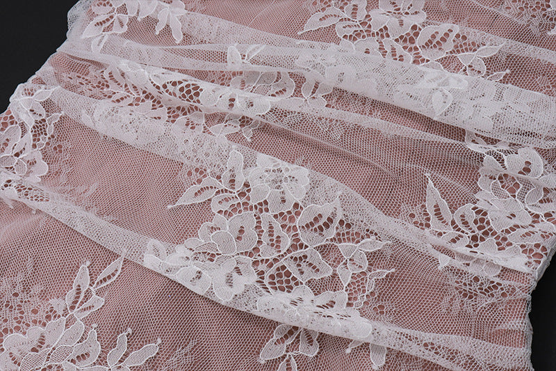 Lace Sheer - Sleeve Waist - Cinched Maxi Dress