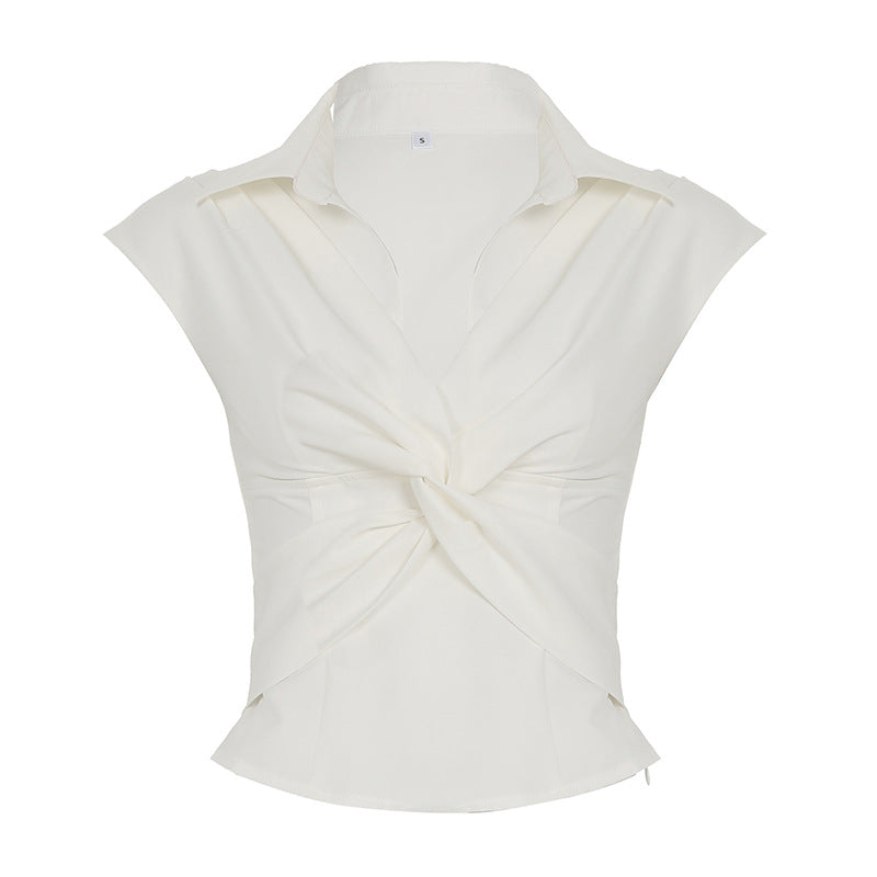 Sultry Twist - Knot Collared Blouse