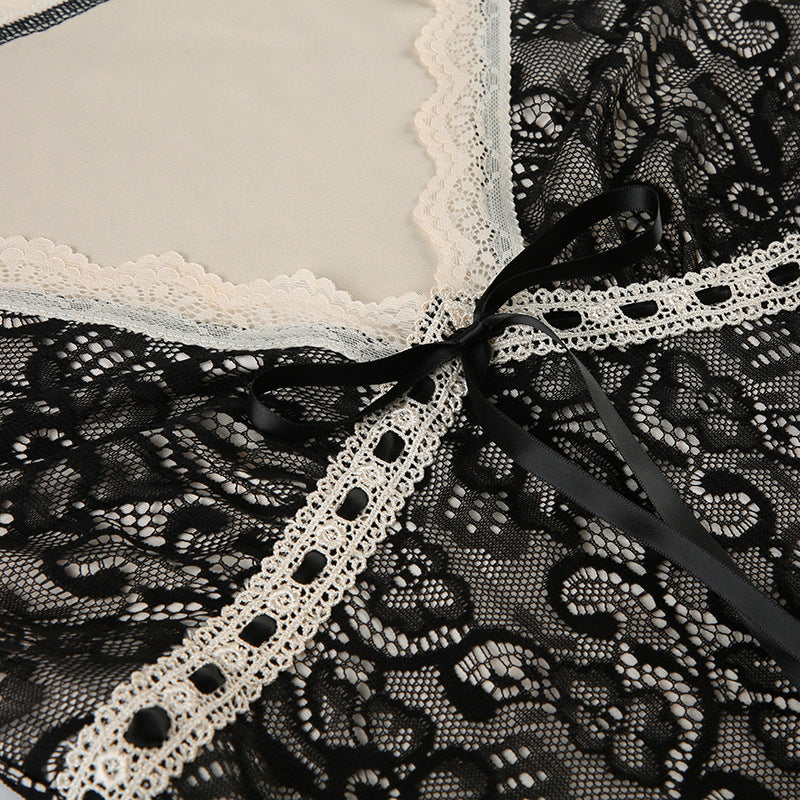 Sexy Lace Color - Block Strappy Flare - Sleeve Top