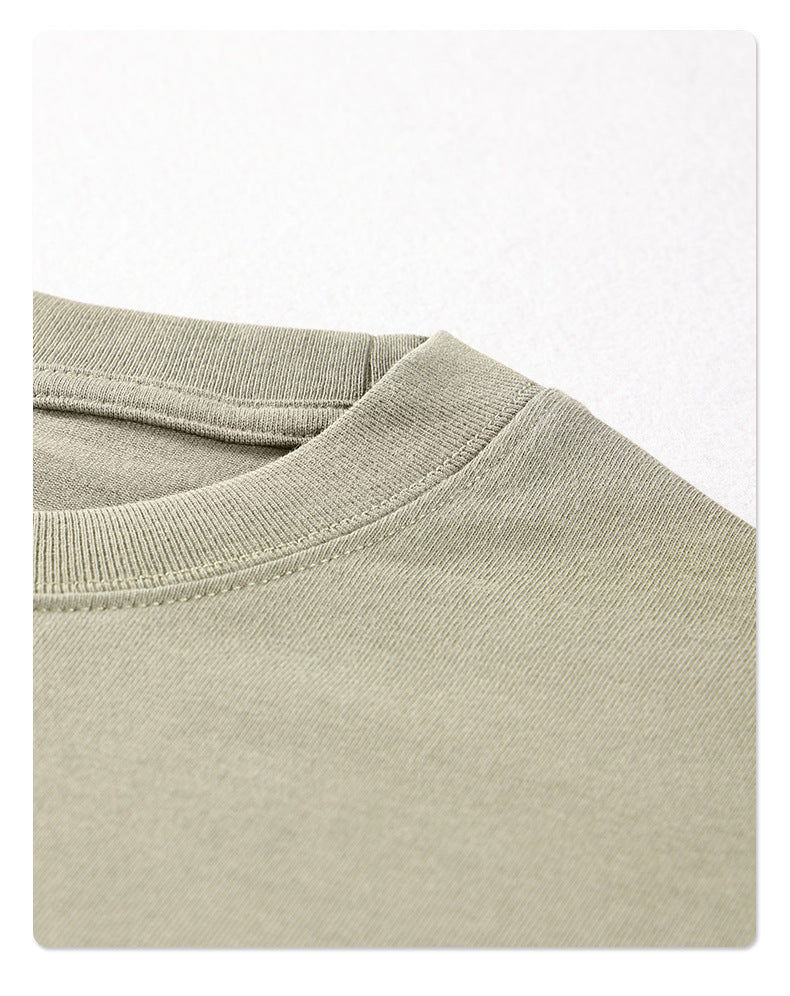 230G Double-Yarn Cotton Antimicrobial Solid Loose-Fit T-Shirt