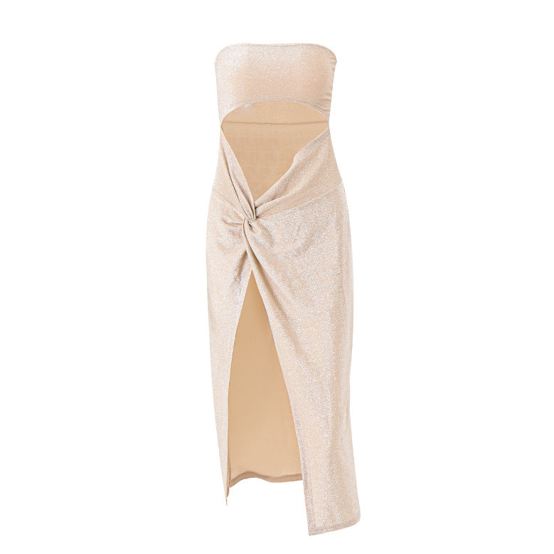 Shimmer Cutout High - Slit Gown