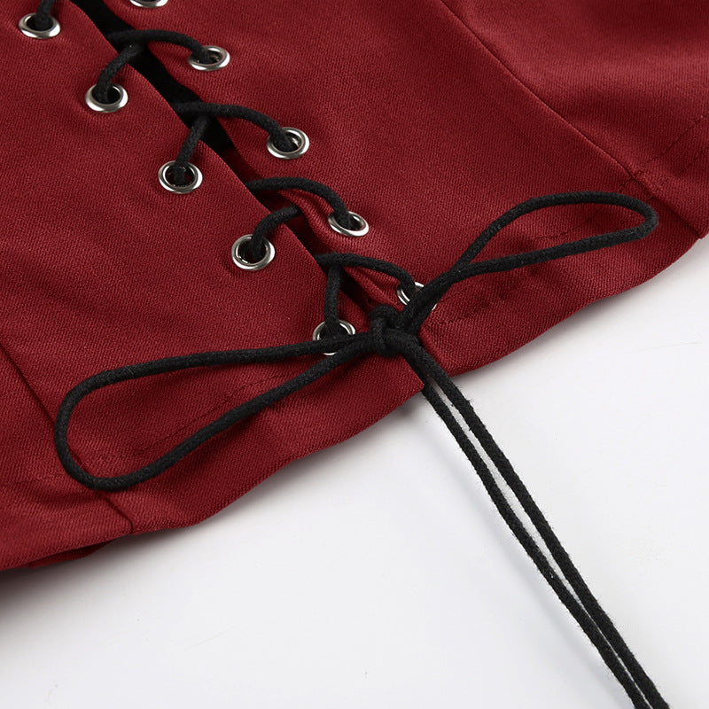 Gothic Allure Red - Black Contrast Lace Corset