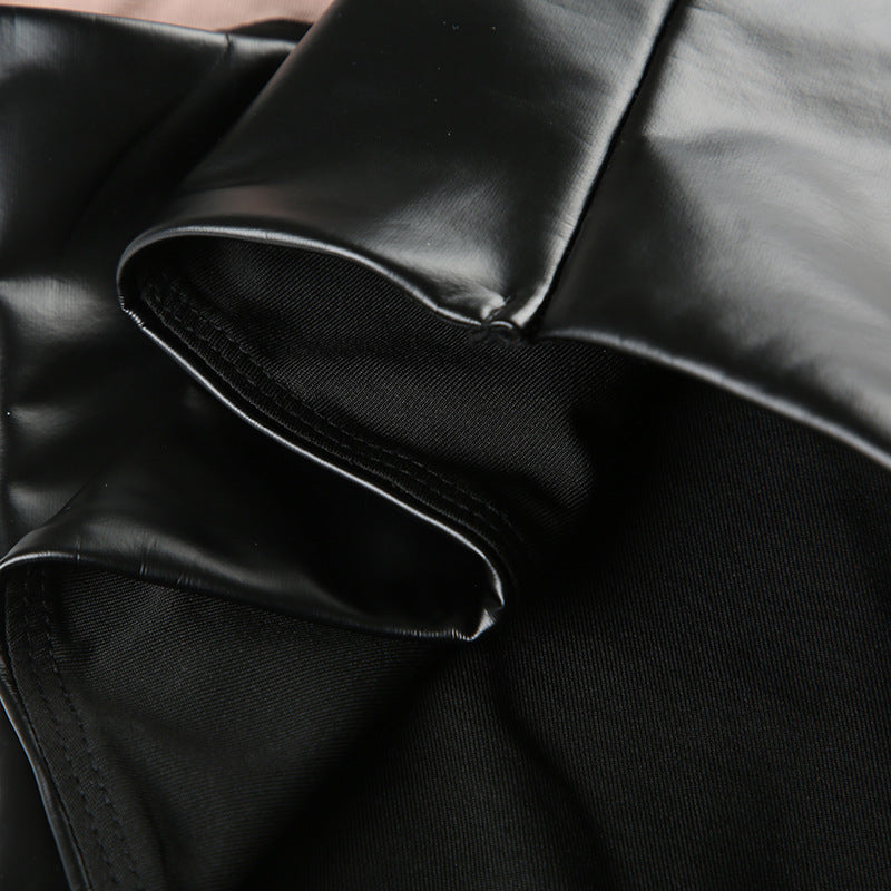 Lace - Leather Paneled Halter Corset Top