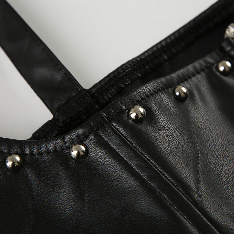 Functional Rivet Leather Cami Vest