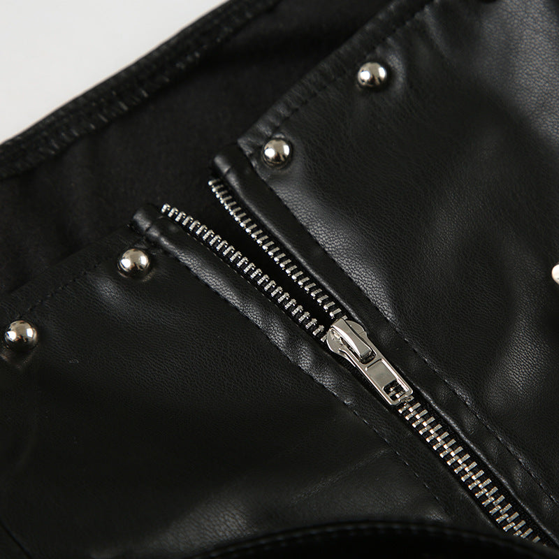 Functional Rivet Leather Cami Vest