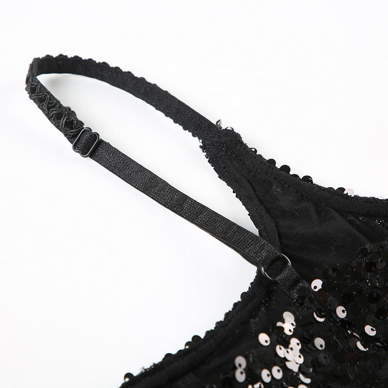Sexy Sheer Sequin Cami Top