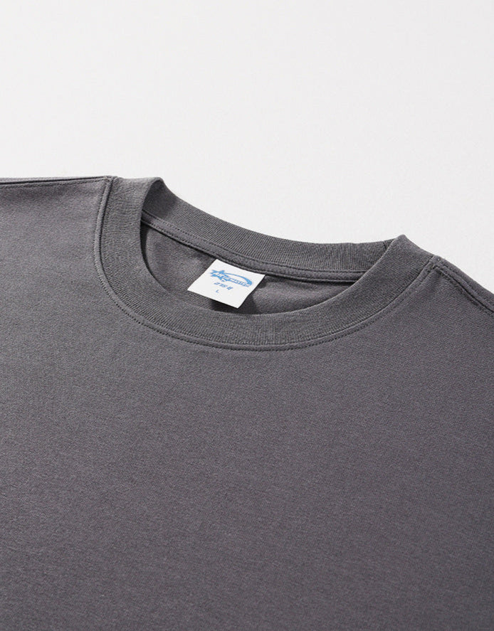 275g Earth-Tone Loose-Fit Solid Cotton T-Shirt