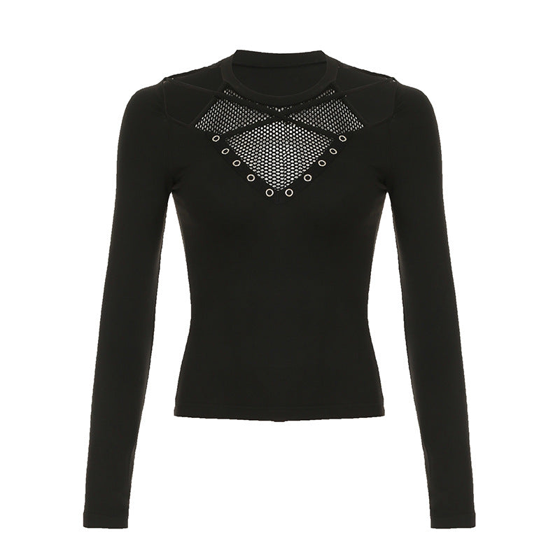 Functional Dark Mesh - Paneled Crop Top