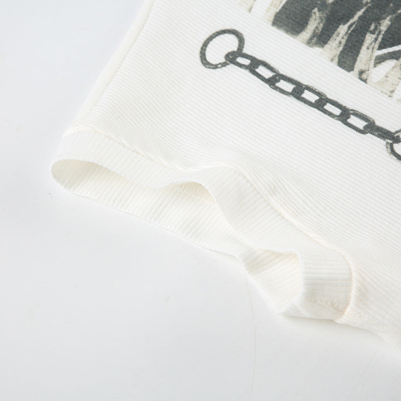 Personalized - Printed High - Neck Sleeveless Crop Top