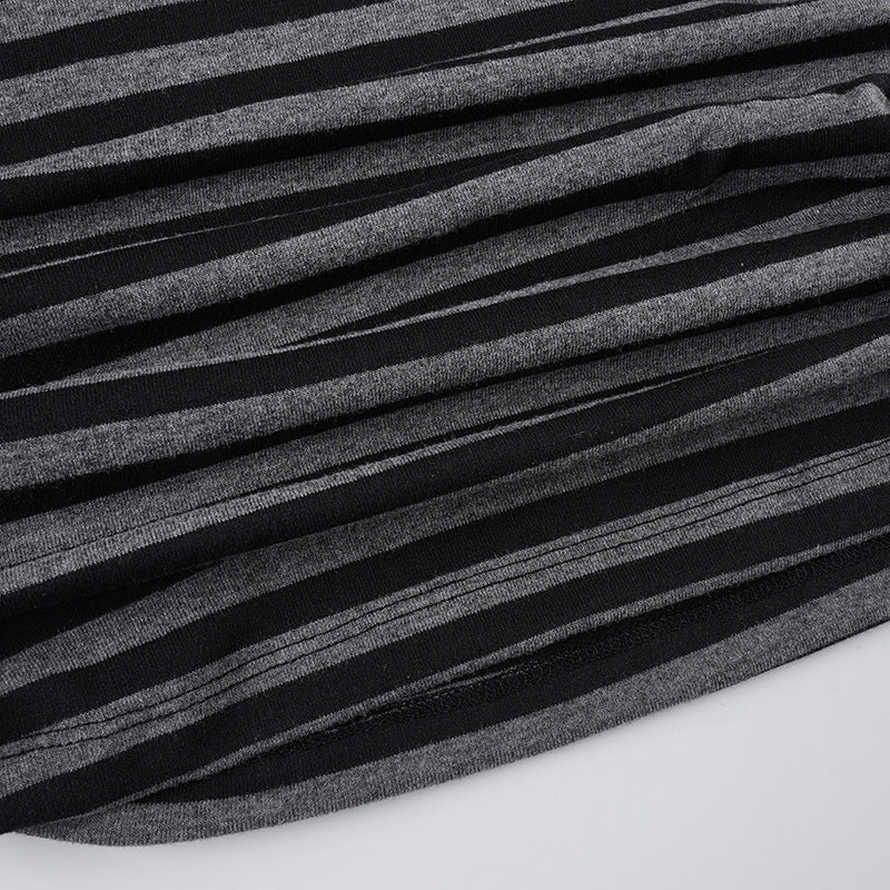 Romantic Striped Off - Shoulder Flared - Sleeve Crop Top