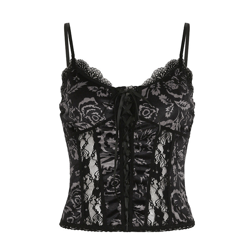 Gothic Lace Velvet Cami Bustier