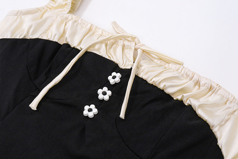 Vintage Paneled Square - Neck Dress