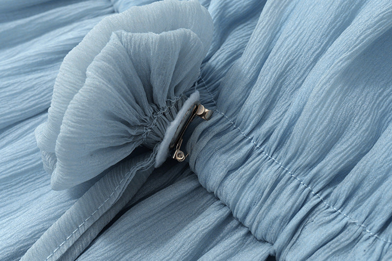 Flower - Embellished Off - Shoulder Chiffon Top