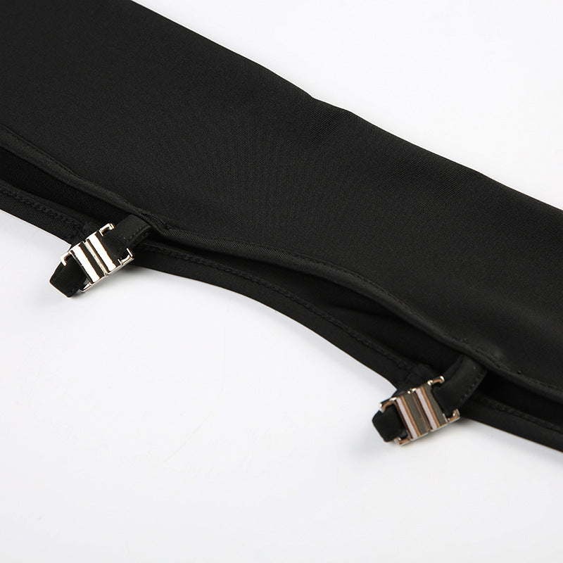 Personalized - Cut Off - Shoulder Hollow - Out Long - Sleeve Crop Top