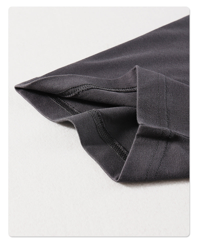 275g Earth-Tone Loose-Fit Solid Cotton T-Shirt