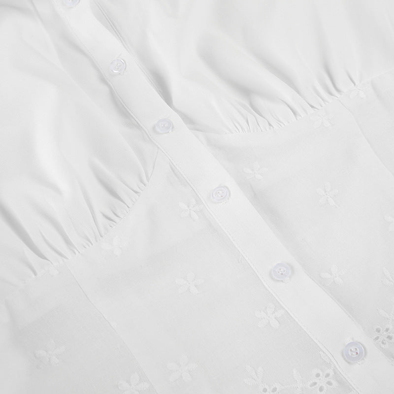 Embroidered Corset - Waist Puff - Sleeve Shirt