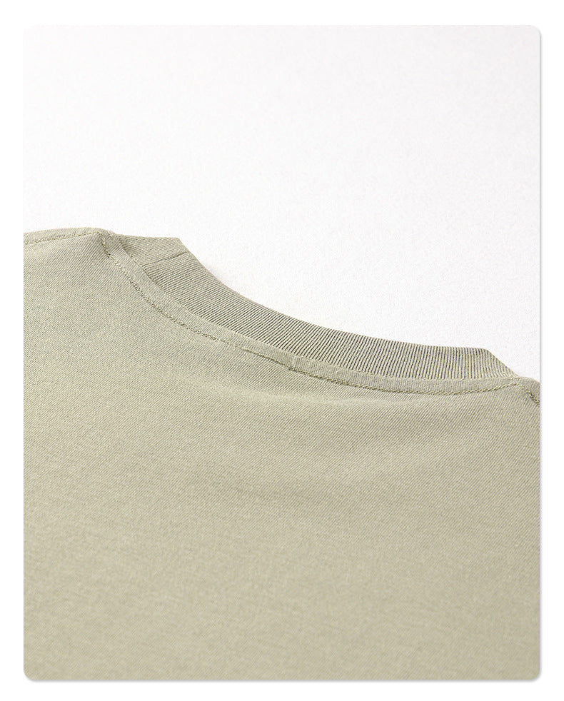 230G Double-Yarn Cotton Antimicrobial Solid Loose-Fit T-Shirt