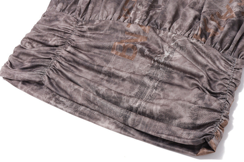 Tie - Dye Halter Neck Ruched Set