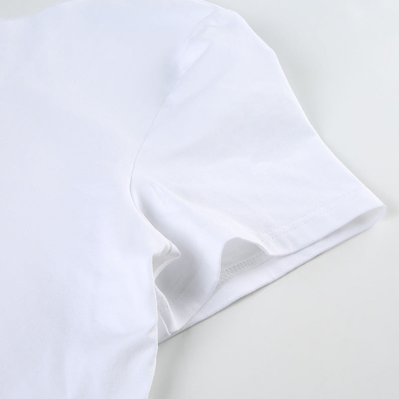 Leopard Lip Print LOVE Short - Sleeve T - Shirt