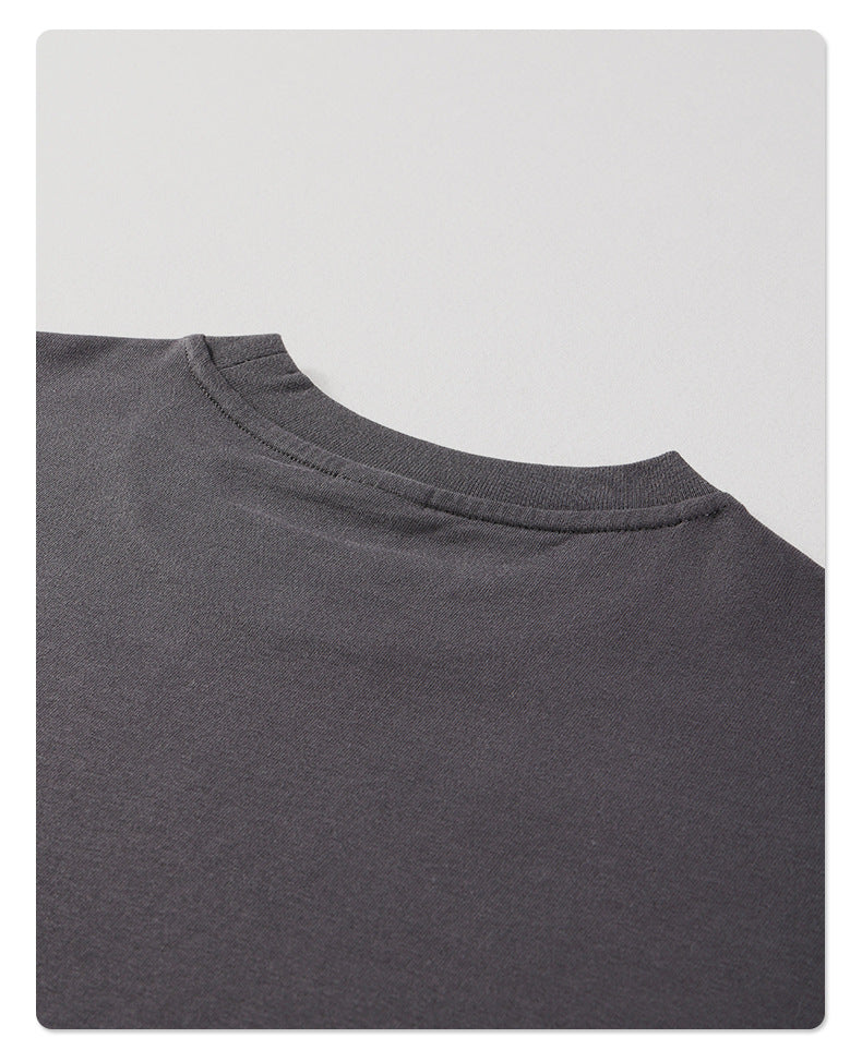 275g Earth-Tone Loose-Fit Solid Cotton T-Shirt