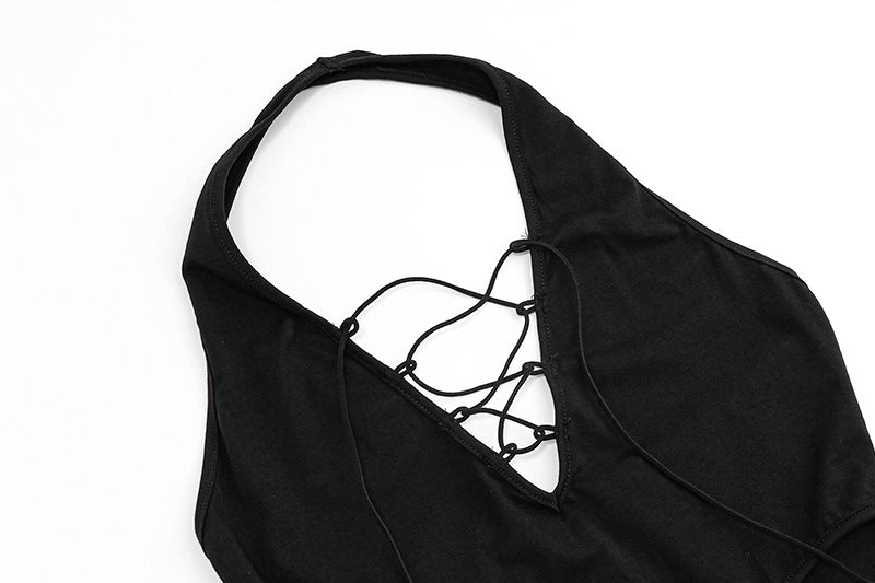 Lace - Up Cutout Halter Waist - Baring Set